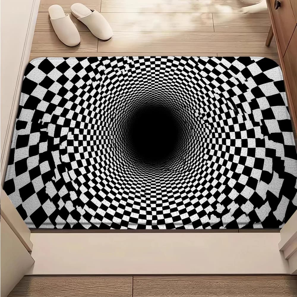 3D Anti-slip Mat with Optical Illusion, Washable, for Entrance, Bathroom, Bedroom, Camping, Yoga, Durable Laundry Mat