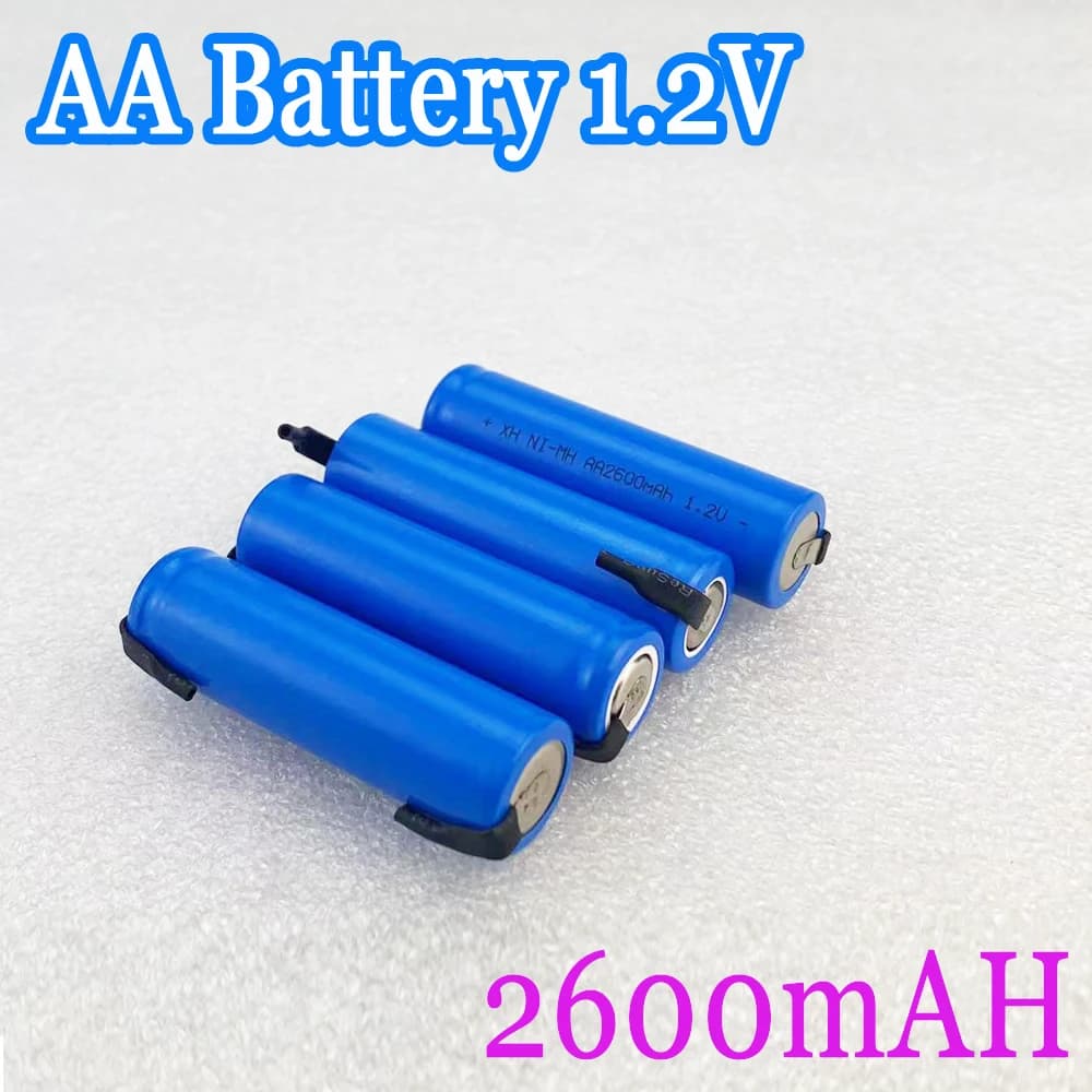 1.2V 2600mAh rechargeable NiMH AA battery with welding pin for DIY electric shavers, toothbrushes and toys