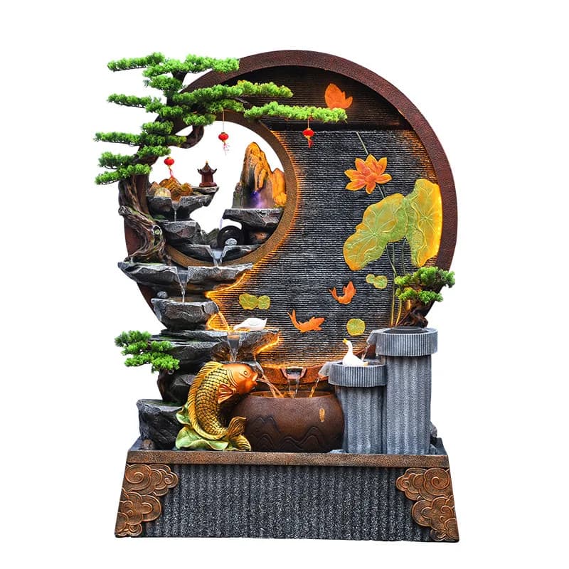 Water curtain wall, living room, office, running water screen, rockery fountain, circulating water landscape, garden ornament