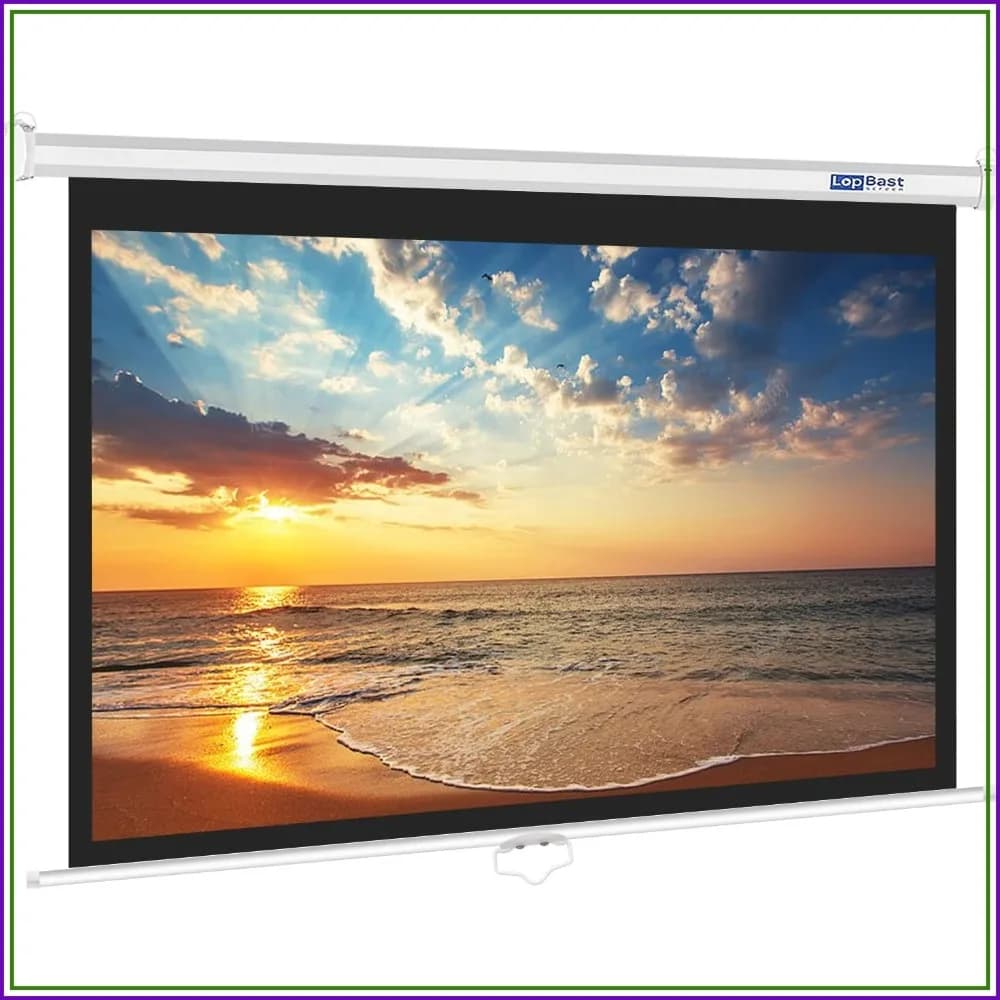 100INCH Manual Pull Down White Projector Screen 16:9 1.2 Gain Retractable Auto-Locking 4K 8K 3D Ultra HD for Home Theater Movie Office Game Projection