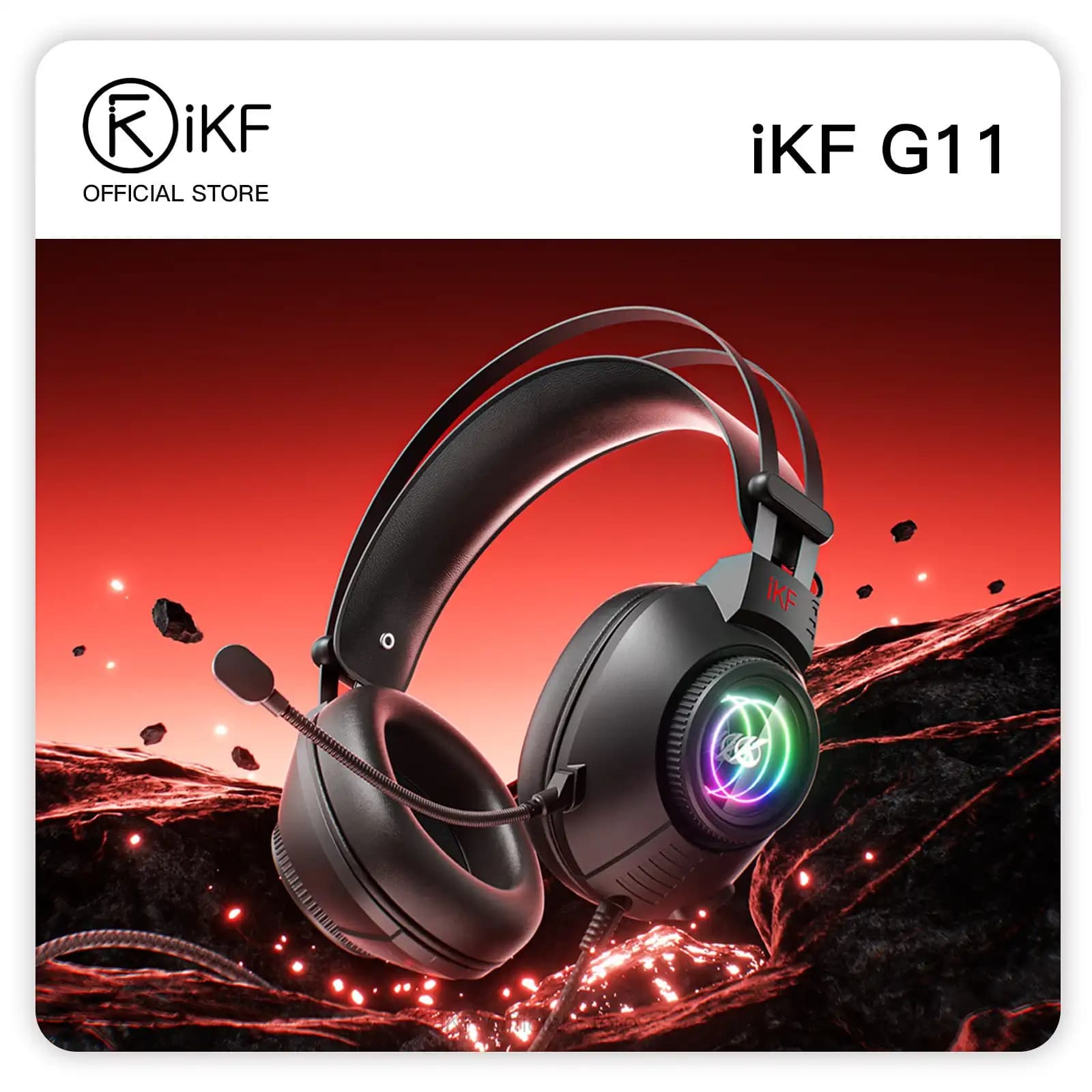 Cuffie da gioco con cavo iKF G11, effetto audio surround 7.1, USB da 3,5 mm con microfono