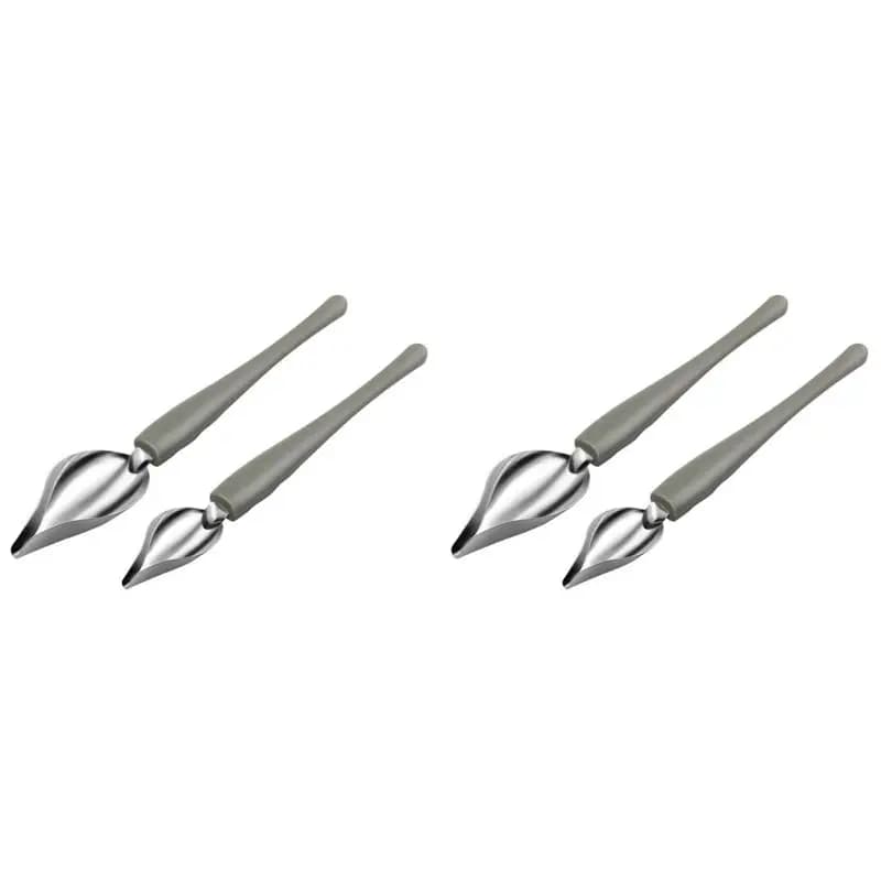 ABRE-Culinary Drawing Decorating Spoon Set, 4 Pcs Saucier Drizzle Spoons,Decorating Pencil Spoon For Decorative Cake,Coffee