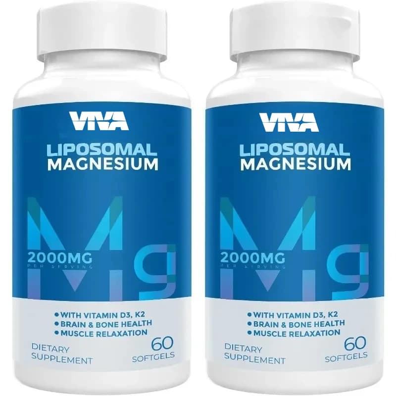 Capsule molli di liposome e magnesio da 2000 mg - Integratore di magnesio contenente vitamina D3 e K2 - Salute ossea -60 capsule