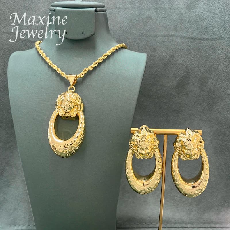 Daily Wear Dubai 24K Gold Plated Jewelry Set Pendants Vintage African Anniversary Party Wedding Gifts