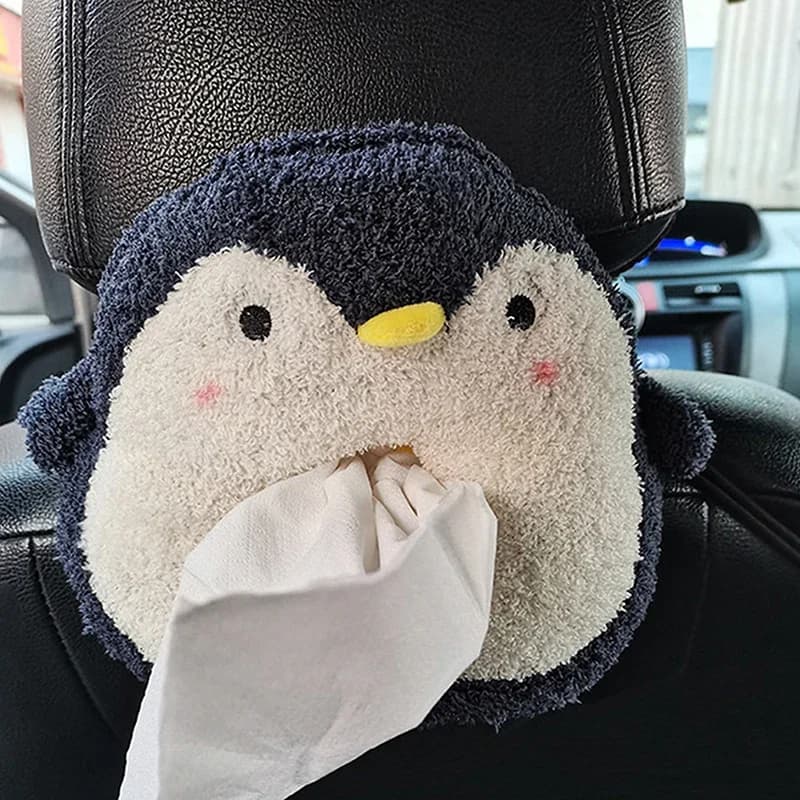 Scatola per fazzoletti montata su auto Scatola per fazzoletti 2 in 1 per bambola di peluche a forma di cartone animato Scatola per braccioli automatico Appesa per cassetti di carta Pattumiera per auto e porta fazzoletti