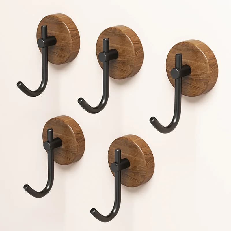 4/1pcs Wooden Wall Hook Self-adhesive Hanging Hook in Walnut Wall Hook for Bathroom Hangers Dresses Towels For Home Decoration Key Kitchen Hook