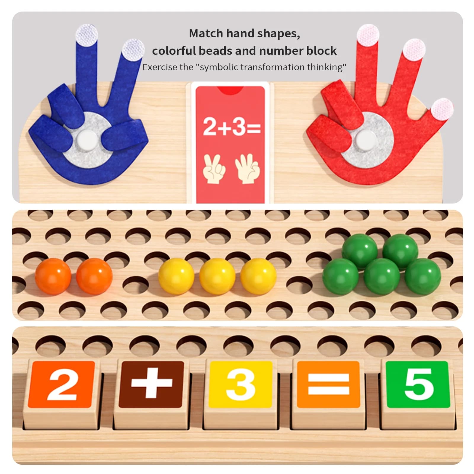 Blocchi di Legno per Contare, Giocattolo Educativo per Bambini, Addizione e Sottrazione, Gioco per l'Apprendimento Precoce con Perline e Clip