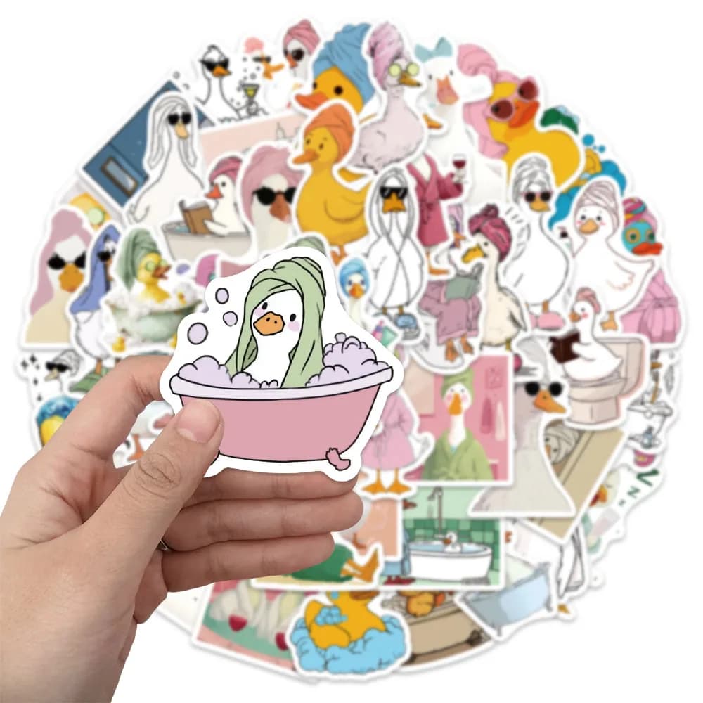 54PCS Bath Skincare Duck Creative DIY Stickers Sketchbook Handmade Mobile Luggage Skateboard Waterproof Stickers