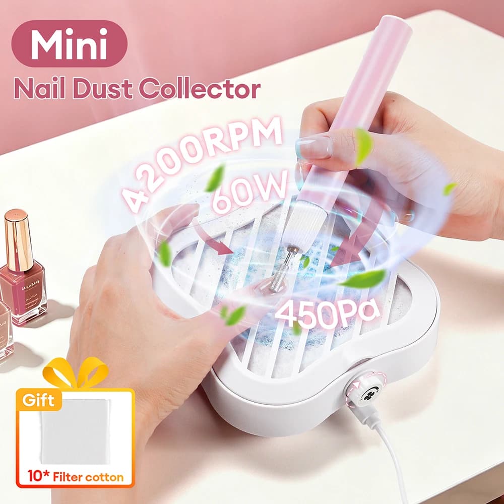 Mini Aspiratore per Polvere di Unghie USB, Aspirapolvere Portatile per Manicure, Ventola di Aspirazione con Filtro in Cotone per Uso Domestico