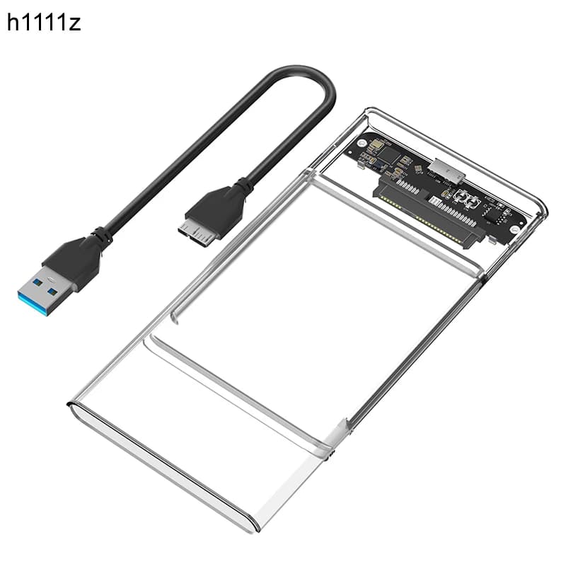 NUOVO 2.5 "SATA HDD SSD Custodia portatile da 2.5 pollici Custodia per disco rigido USB3.0 a SATA HDD esterno Custodia in plastica trasparente