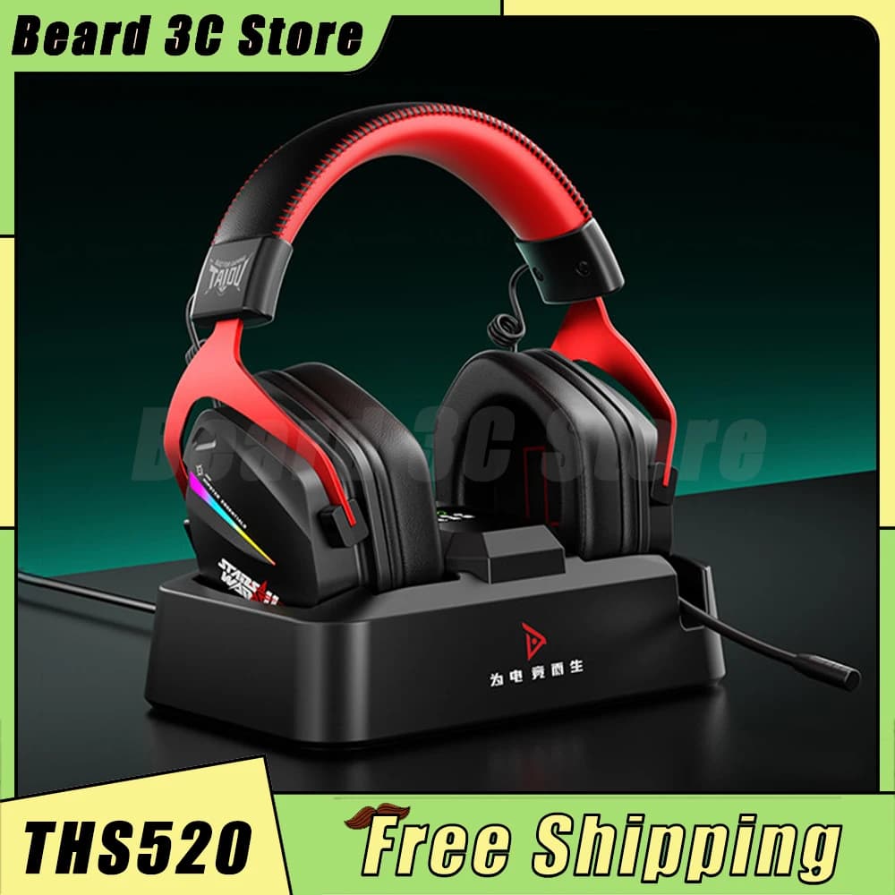Taidu THS520 Headphone Three Mode 7.1 Virtual Double Sound Effects Wireless 2.4G Bluetooth Gaming Headset with Charging base