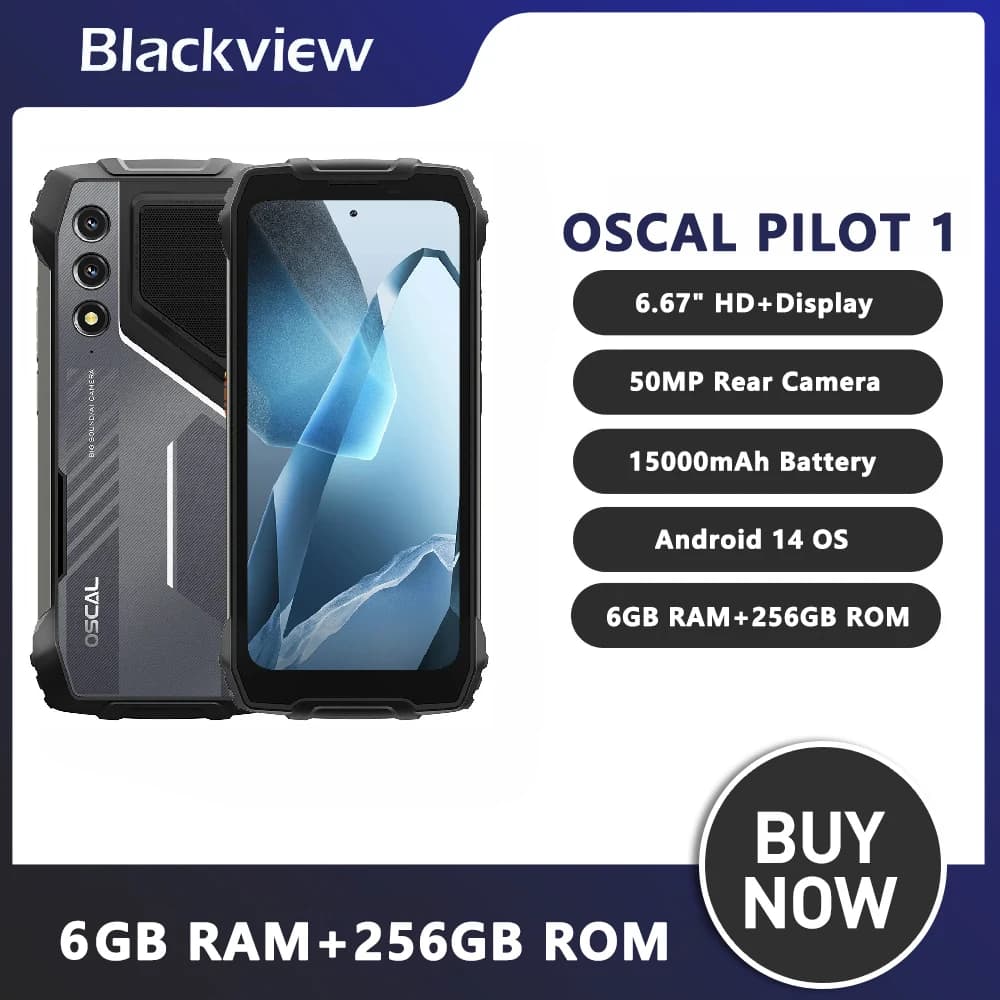 Blackview OSCAL PILOT 1 Smartphone robusto Android 14 6GB RAM 256GB ROM 15000mAh 50MP Fotocamera 6.67 ''HD + Display Telefono cellulare NFC