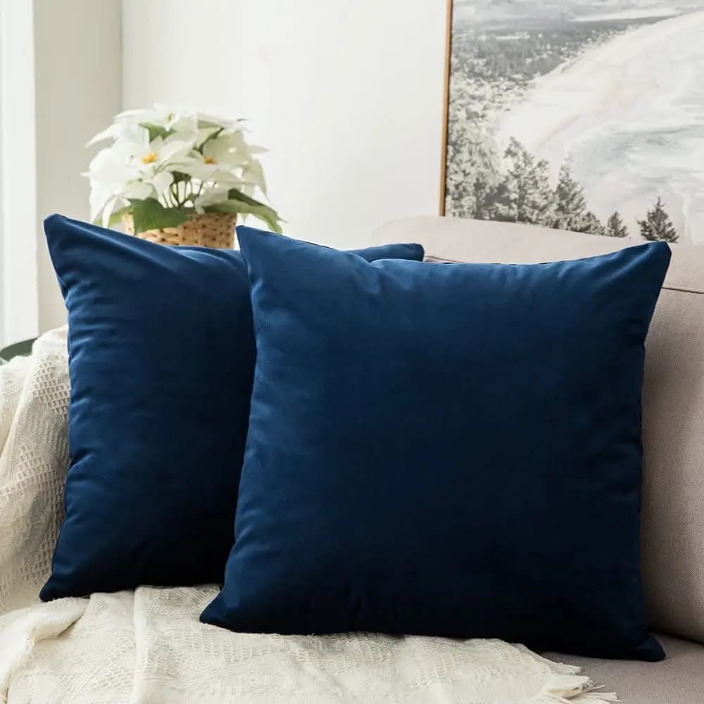 Fodere per cuscini in velluto blu navy, morbide federe 45x45cm, copricuscini nordici per divano
