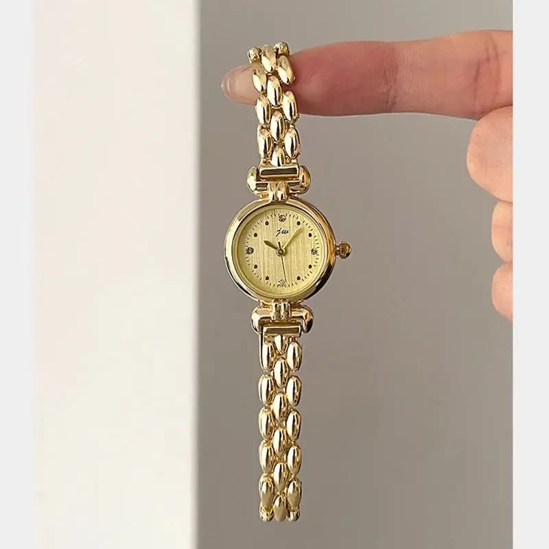 Orologio da donna Bracciale in lega semplice vintage compatto e squisito Orologio al quarzo da donna versatile