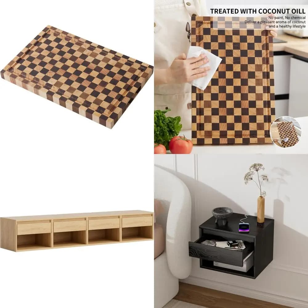 Tagliere da cucina in legno di acacia 17x11x1,2 pollici, blocco da macellaio premium con scanalatura per succo e design a grana finale