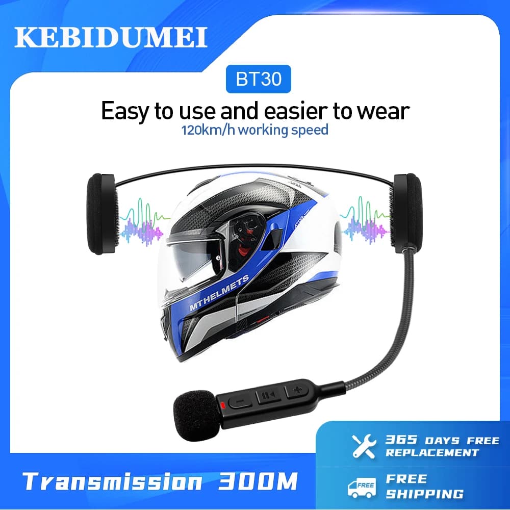 Bluetooth 5.3 Motorcycle Helmet Headphones Wireless Horse Riding Headphones for Motor Bike