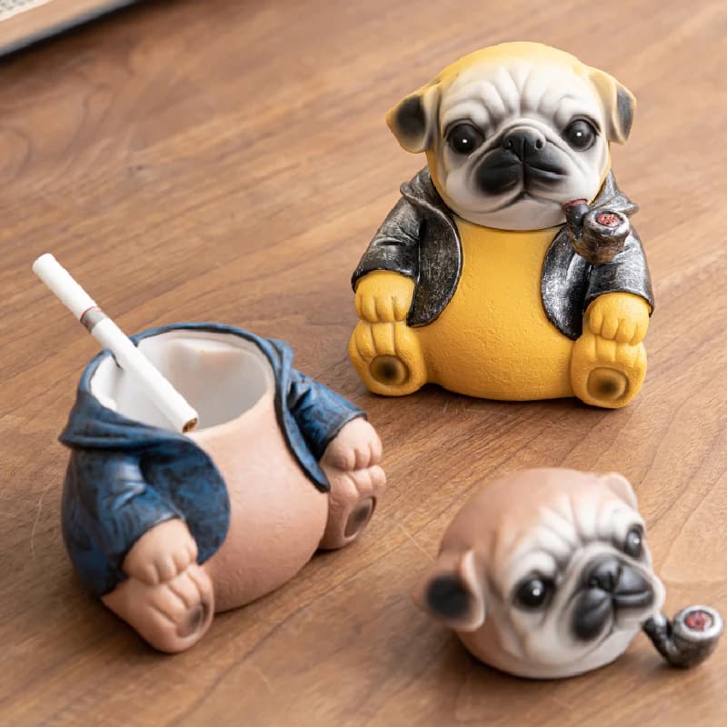 Cartoon Bulldog posacenere ceramica Desktop creativo Anti-fly Ash ornamenti simpatico animale posacenere ufficio soggiorno decorazione della casa