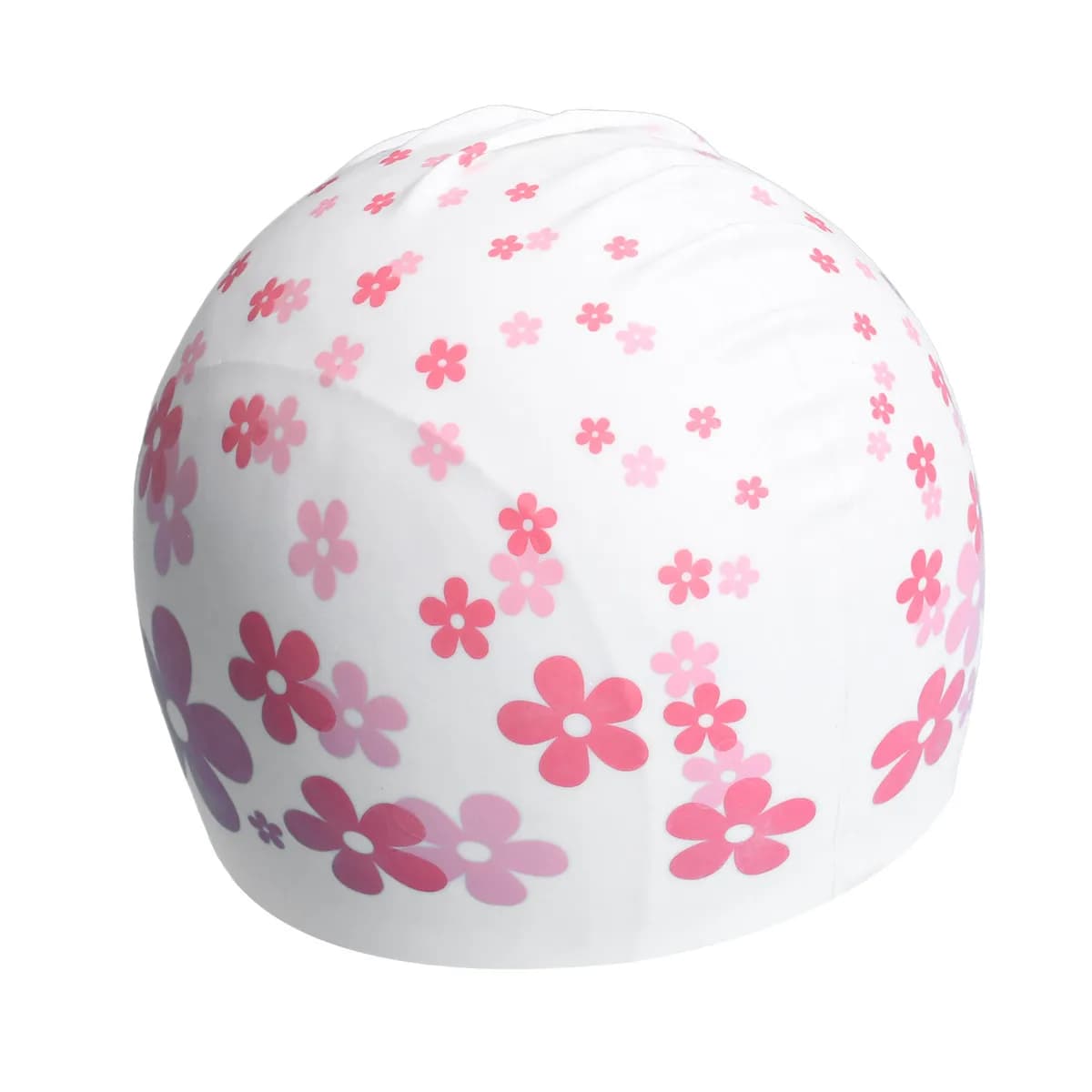 Cuffia da Nuoto in Silicone Morbido Impermeabile con Protezione per le Orecchie e Stampa Cartoon alla Moda con Design Floreale Rosa Rosso