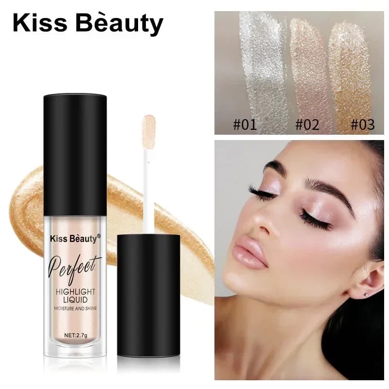 Evidenziazione liquida a 3 colori Brillante Texture di perle Idratazione duratura Impermeabile Multifunzionale Moda Viso Evidenzia cosmetici 2,7 g
