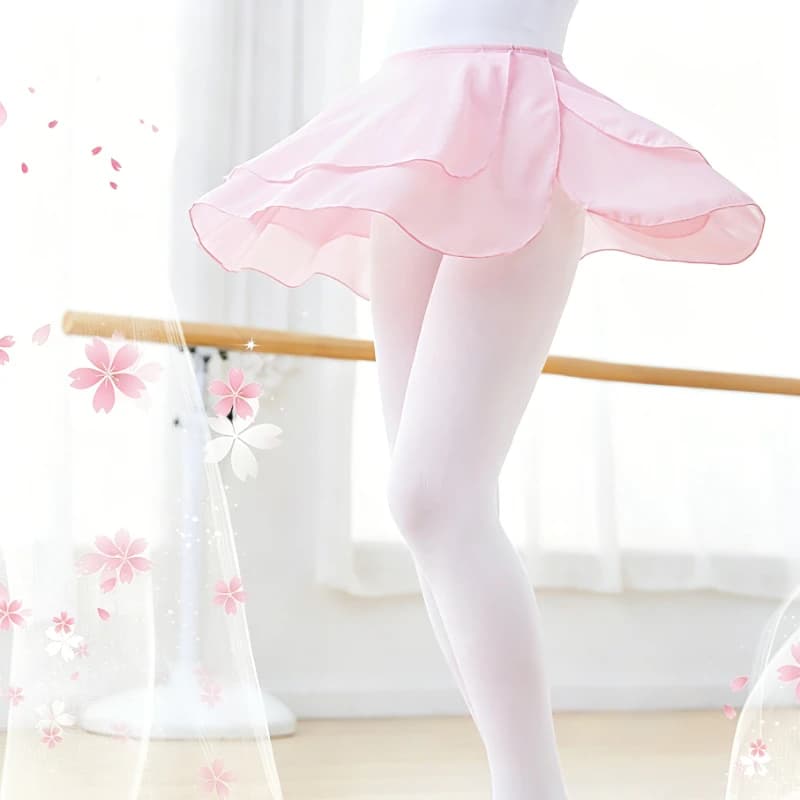 Costume da ballo, gonna da balletto per bambini, gonna a doppio strato in morbido tessuto a rete fluido, gonna con elastico in vita per allenamento e performance