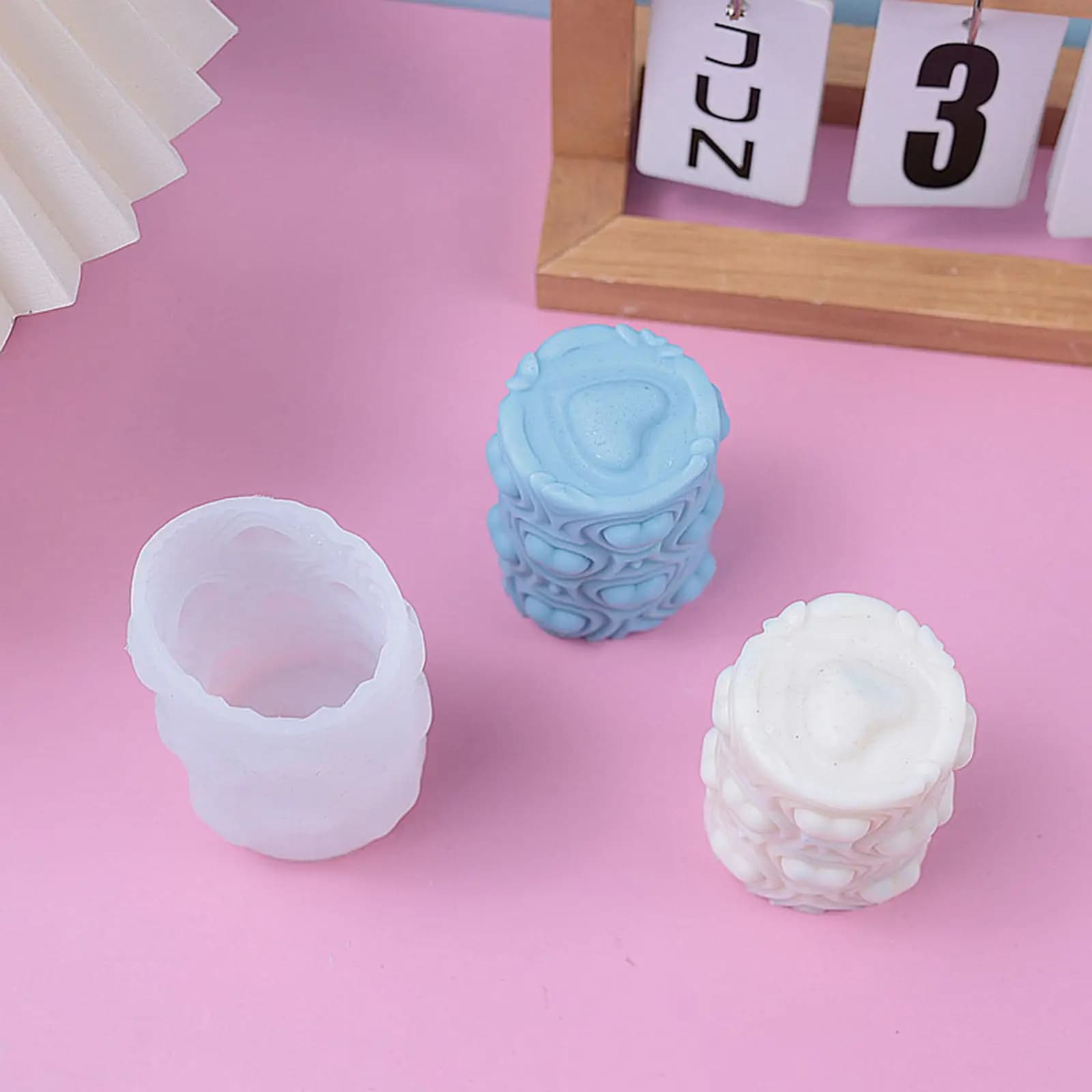 Modello a Forma di Cuore, Modello Cilindrico in Silicone per Candele, Souvenir Decorativi, Modello in Resina Epossidica, per Realizzazione Candele da Scrivania