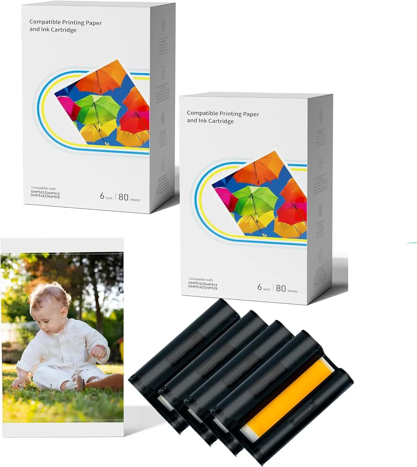 Carta e Inchiostro Compatibili per Stampanti Fotografiche, Sublimazione a Tinta, Non Sbiadisce per Stampe 4x6"