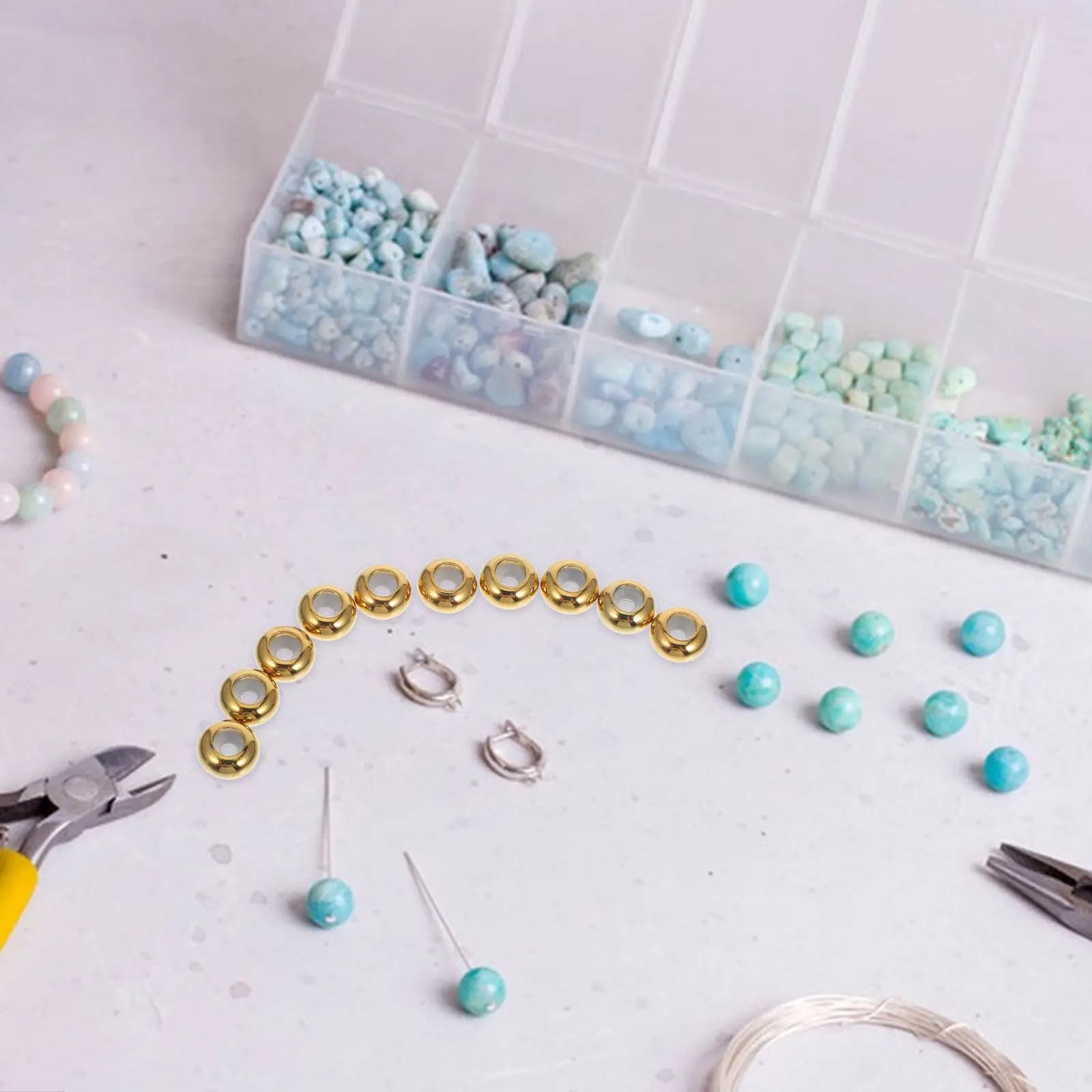 10 Pezzi di Perline Distanziatrici Scorrevoli in Acciaio Inossidabile per Creazione di Gioielli, Bracciali, Collane, Accessori Fai-da-Te, Perline Rotonde in Metallo