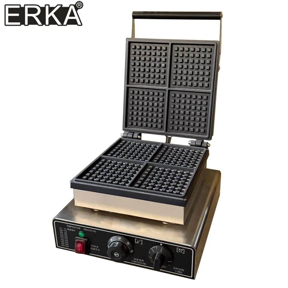 Waffle maker, commercial four-grid square waffle iron, electric pancake maker, grid cake maker, coffee shop, pancake maker