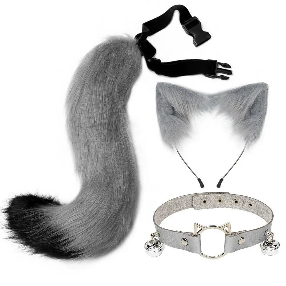 Set di Accessori per Cosplay di Halloween con Orecchie da Gatto, Collana e Coda, Accessori per Cosplay di Animali, Carino e Regolabile
