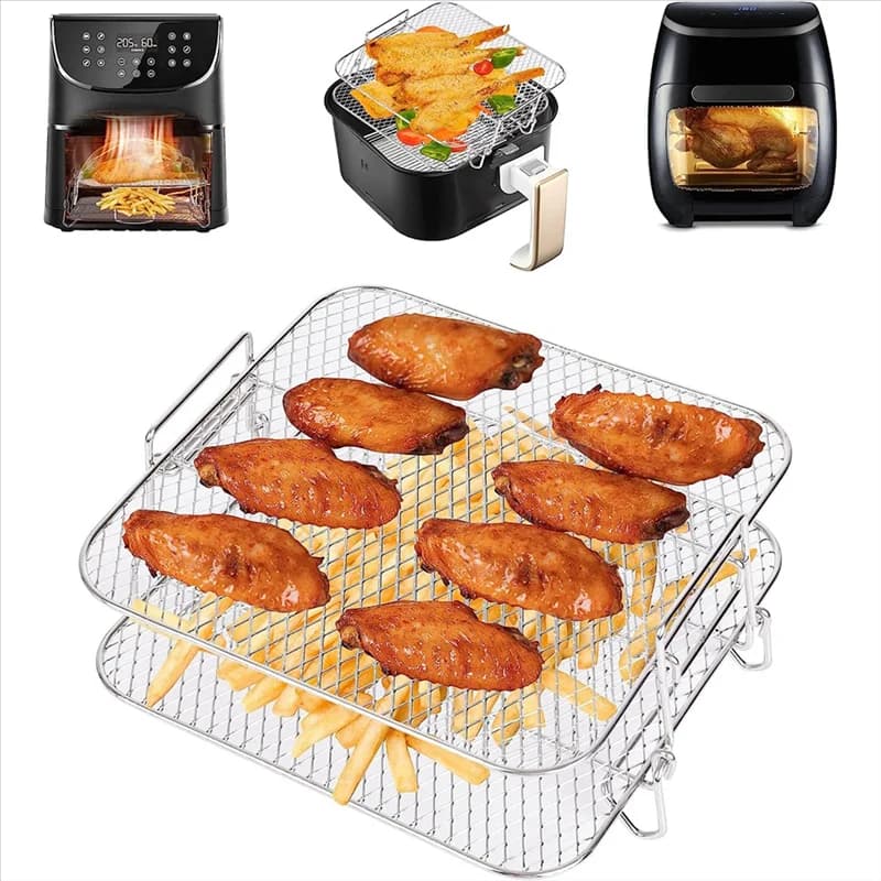 EAS-Air air frying rack for air frying machine 5.5 litres, 2 level air frying grille/middle/rastrelliera for dishydrate square, spare parts for air frying machine
