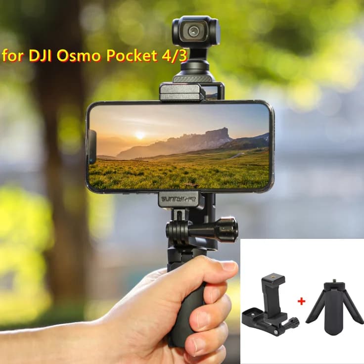 Sunnylife Front Cellphone Mount Handheld Tripod Expansion Brackets Stable Phone Holder Accessories For DJI Osmo Pocket 4/3