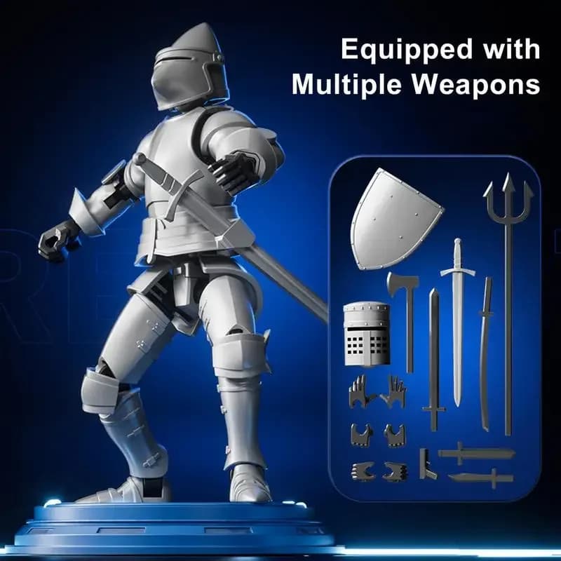 Figure mobili multi-snodate del cavaliere stampato in 3D Serie di cavaliere medievale Action Figure Cavaliere Figura mobile multi-snodata