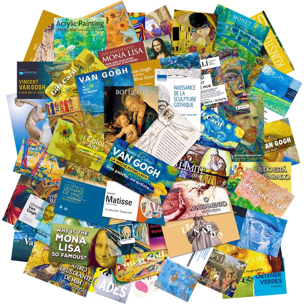 50 Pezzi Adesivi Artistici di Van Gogh, Dipinti Famosi, Graffiti Estetici per Moto, Notebook, Laptop, Telefono, Decorazioni Murali