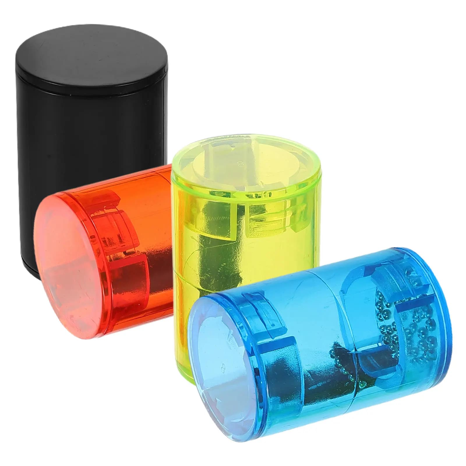 Set di 4 Ukulele Finger Shaker in Plastica, Campanelli di Sabbia dai Colori Vivaci Nero Rosso Blu Verde, Strumento Musicale a Percussione Ritmica