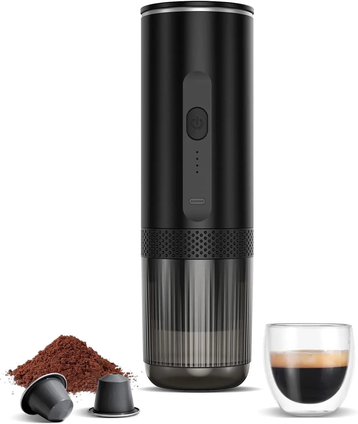 Rechargeable USB-C Mini Espresso Machine, Electric Portable Coffee Maker for Travel & Camping, Compatible with NS Capsule Pods a