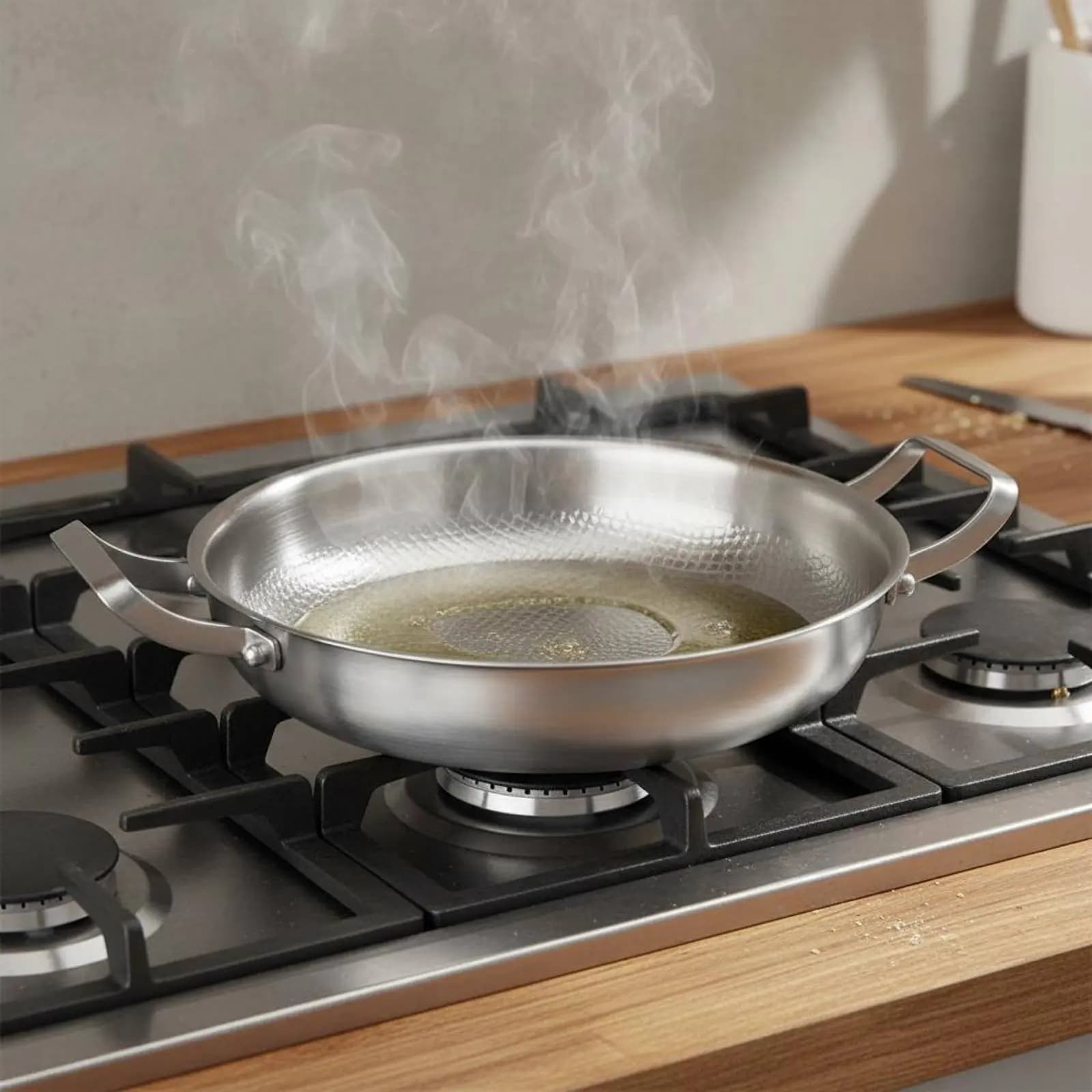High Performance Hammered Metal Panel, Non-coated Non-coating, Long life, with Double Handle, Uniform Heating, Rapid Cooking