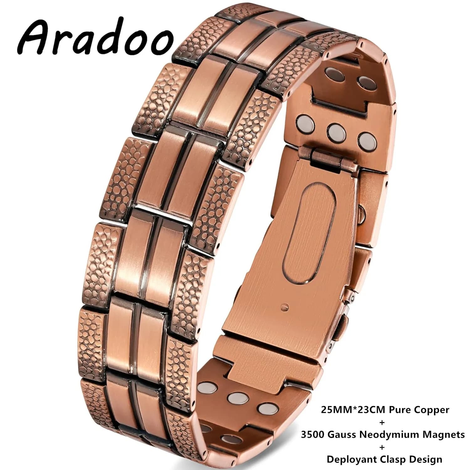 ARADOO Bracciale da uomo in rame Preumium con regali di gioielli per braccialetti per terapia magnetica dal design allargato