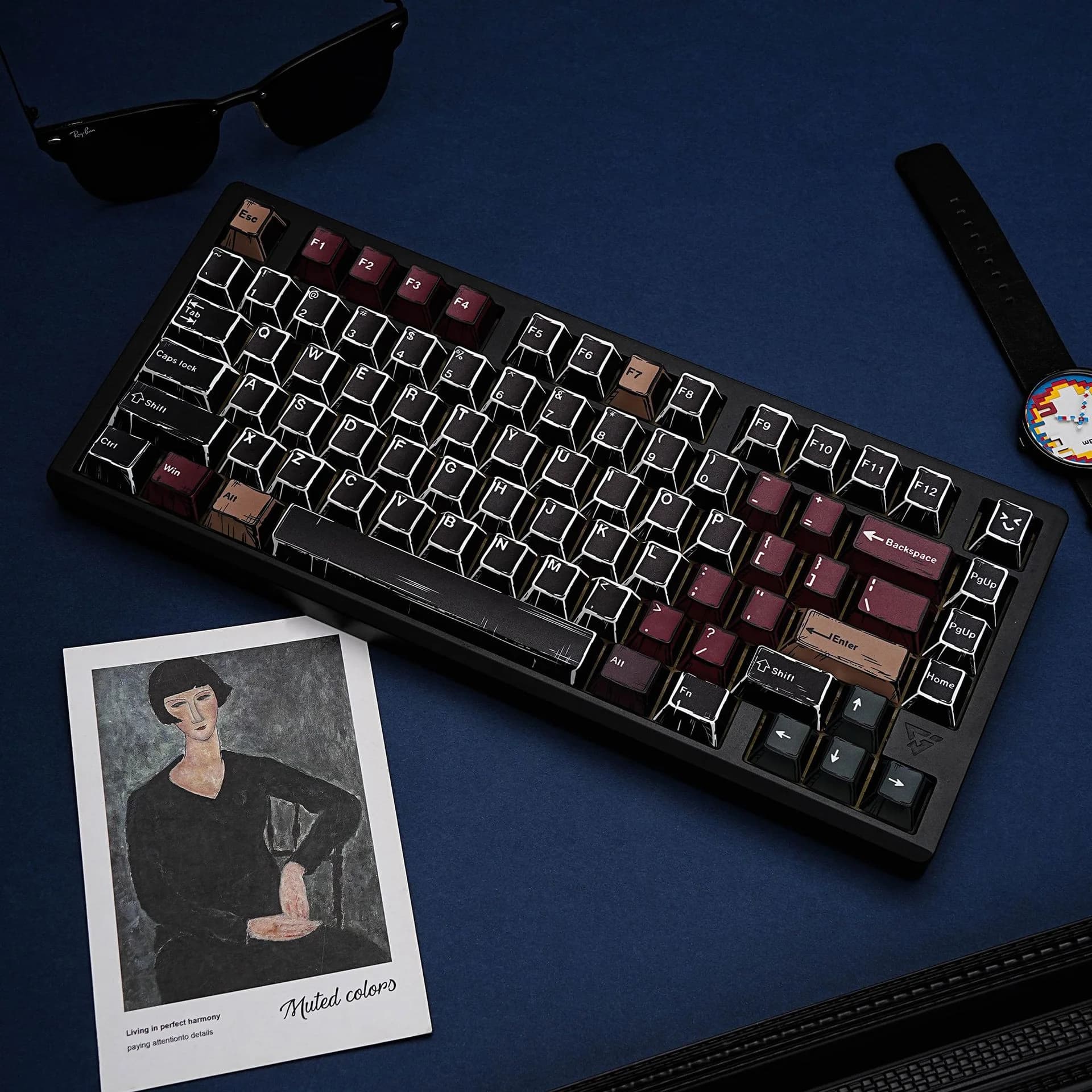 Keycaps per Tastiera Meccanica in PBT con Profilo Cherry, Layout ISO, Caratteri in Spagnolo, Francese, Giapponese, Russo, Tedesco, Coreano, ABNT2, 7U DIY