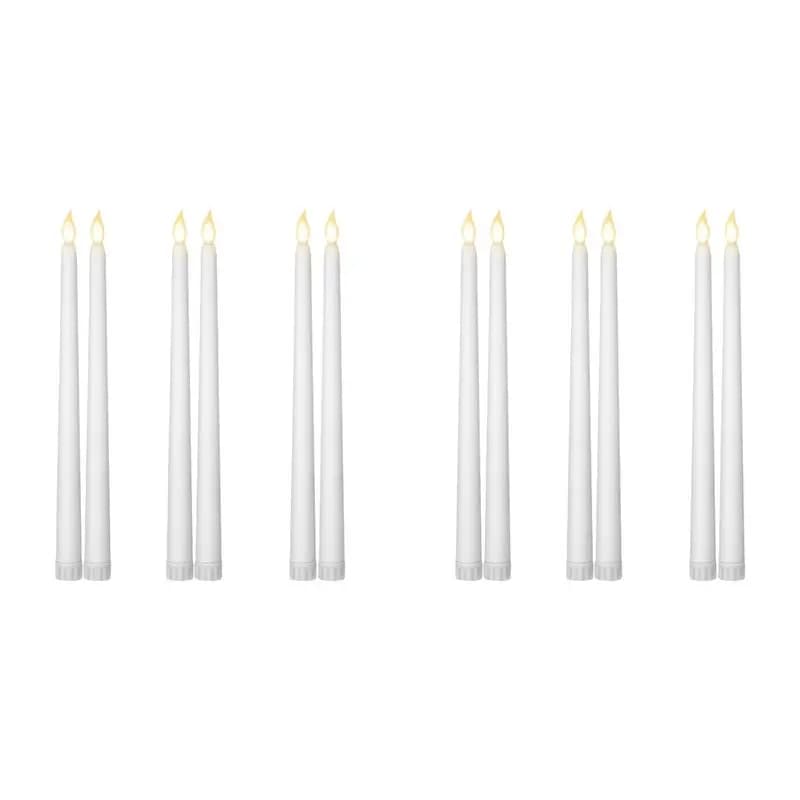 Candela LED Premium-12X Lunga per Natale, Senza Fiamma, a Punta, Alimentata a Batteria, Effetto Sfarfallio, per Chiesa