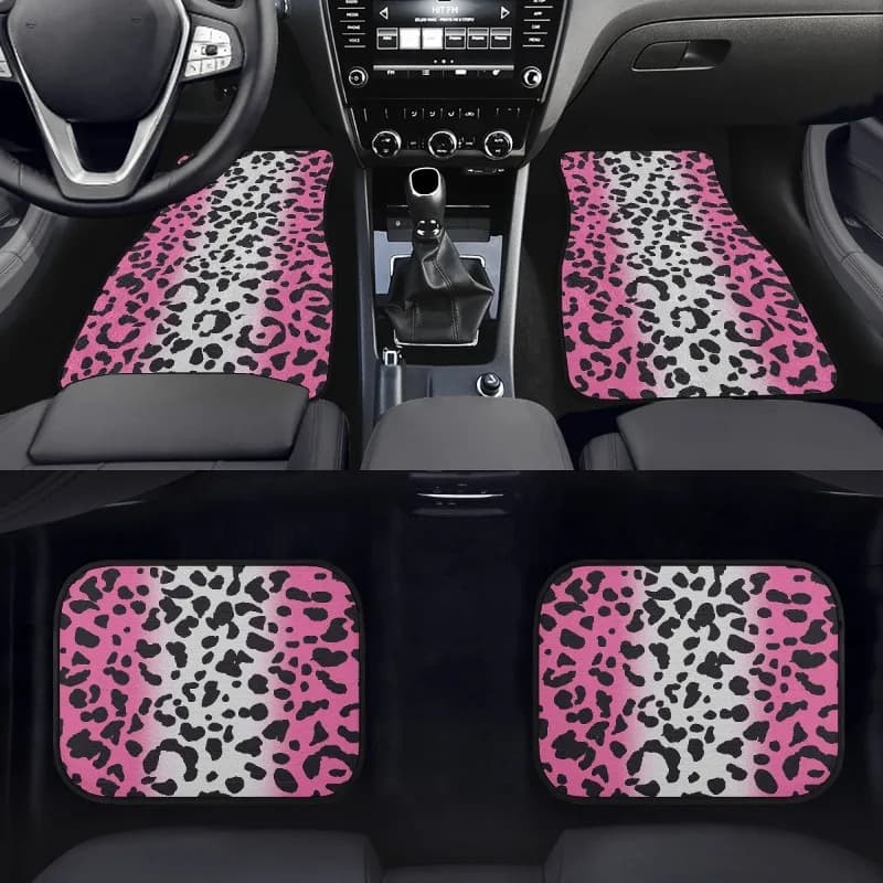 Tappetini Auto Stampati Resistenti allo Sporco e Durevoli, Set da 4 Pezzi Rosa, Facili da Pulire, Tappetini per Auto