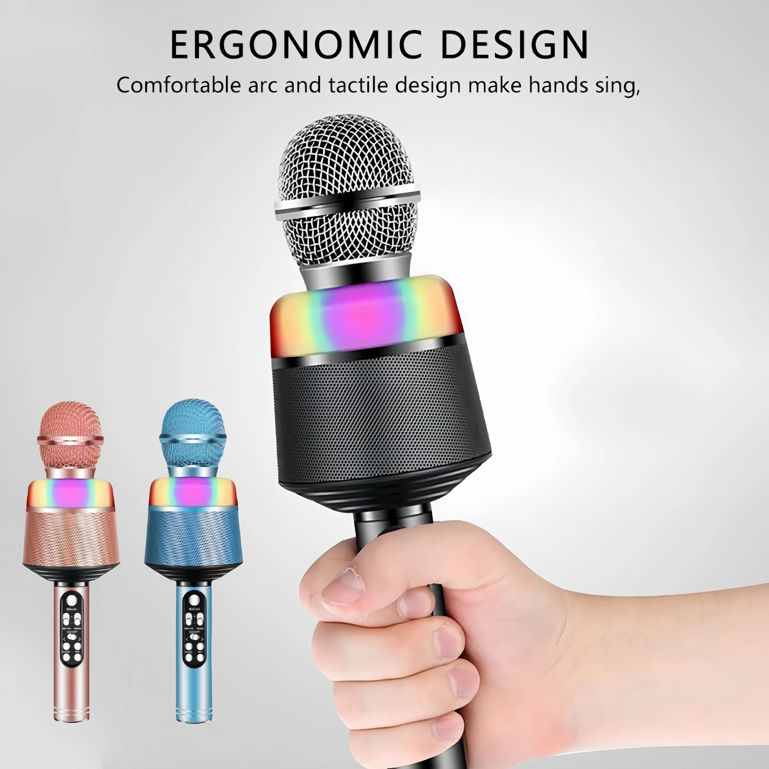 Macchina per microfono karaoke Giocattolo Microfono Bluetooth Macchina per karaoke wireless portatile Palmare con luci a LED, KTV domestico