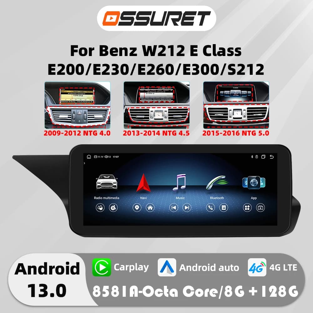 4G Carplay Android 13 Auto autoradio per Mercedes Benz W212 Classe E NTG 4.0 4.5 5.0 E200 E230 E260 E300 S212 Lettore multimediale