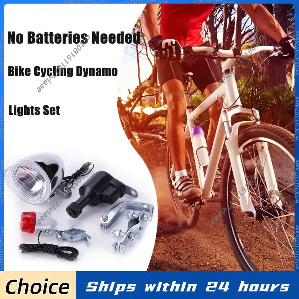 Set di luci dinamiche per bici, senza batterie, per sicurezza, faro anteriore e posteriore