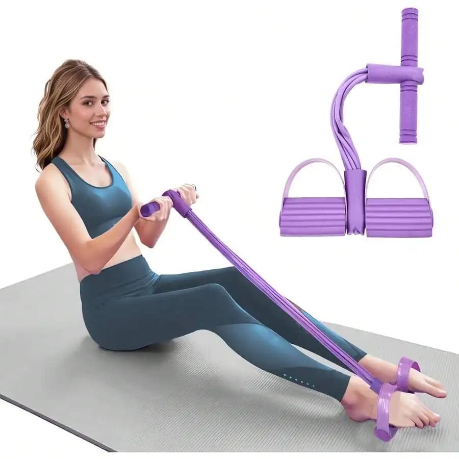 21 Bande di Resistenza Fitness - Pedale a 8 Tubi per Trazioni alla Caviglia, Bande di Resistenza con Pedale, Attrezzatura per Esercizi Sit-Up per Uomini e Donne a Casa