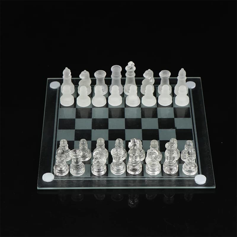 1Set di scacchi in cristallo artigianale Set di scacchi in acrilico scacchiera Anti-rottura gioco di scacchi
