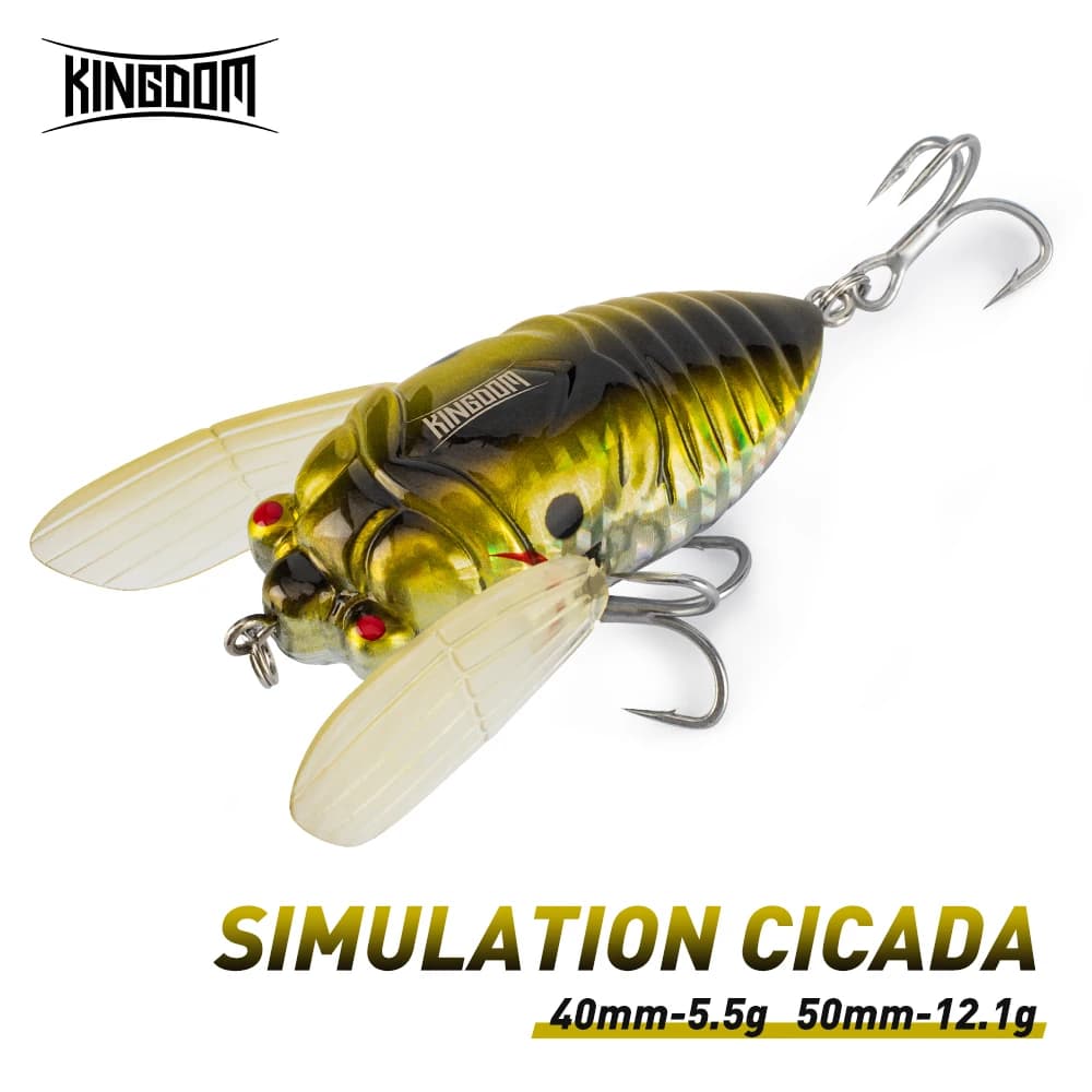 Esca da Pesca Kingdom Cicada 5.5g 12.1g 40mm 50mm, Esca Rigida Galleggiante con Ali Staccabili per Pesca di Siluri, Snakehead e Persici