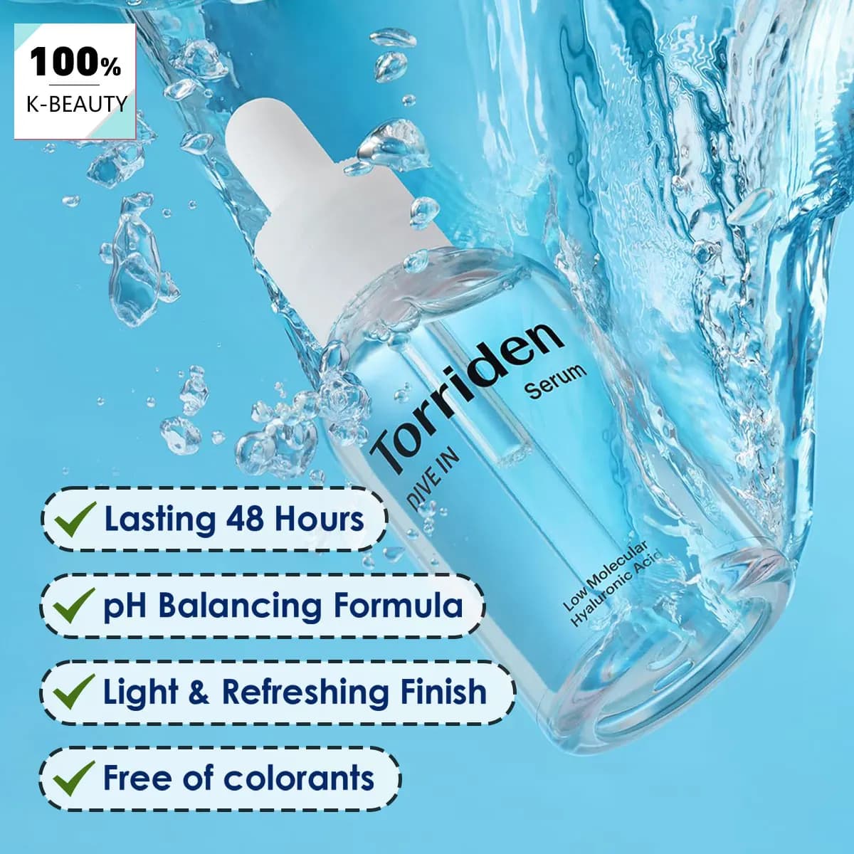 Torriden DIVE-IN Low-Molecular Hyaluronic Acid Serum 50ml,Featherlight,Moisture Retention Aid,Korean Skincare,Korean Makeup