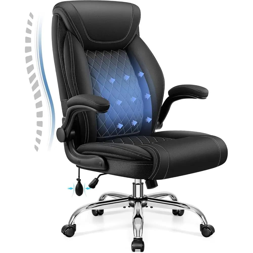 Sedia da ufficio, sedia da scrivania ergonomica grande e alta, sedia da computer direzionale in pelle con supporto lombare regolabile, sedia da gaming confortevole