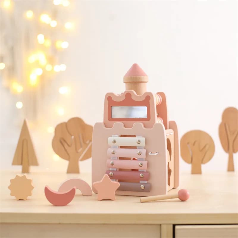 Giocattoli Montessori in legno per bambini Rockets Castle Blocks Puzzle bambini coordinazione occhio-mano giocattoli educativi per l'apprendimento per il regalo del bambino