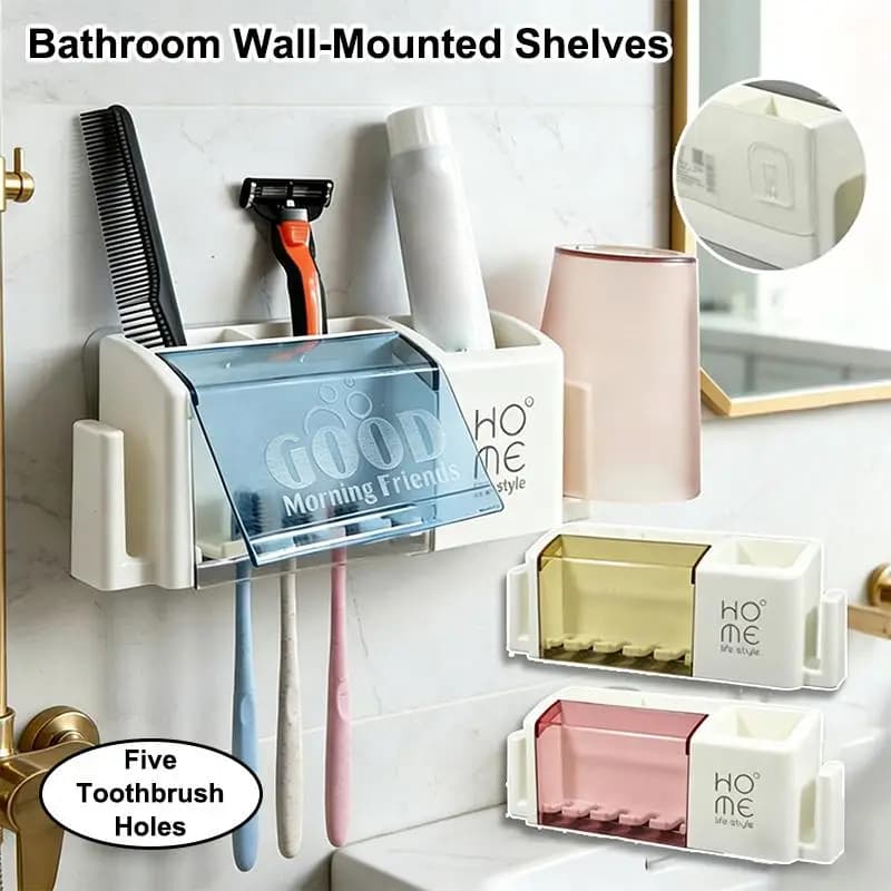 【M】Portable Bathroom Electric Toothbrush Holder Plastic No-Drill Wall Mounted Toothbrush Cup Rack For Washing Cup